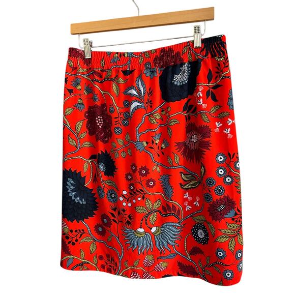 Ann Taylor LOFT Orange Floral Drawstring Skirt w/ Pockets Size Medium - Picture 5 of 5
